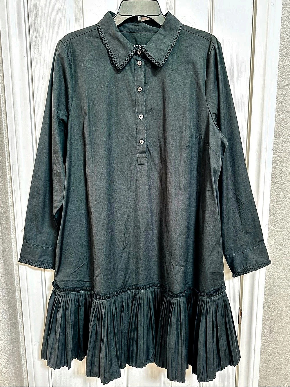 J.Crew Amelia Black Pleated Shirt-dress - Size XL/NWT